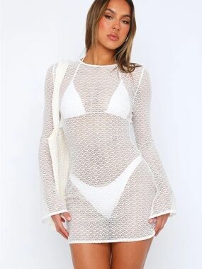 NWOT White Fox Boutique With Me Long Sleeve Mini Dress White Size Small